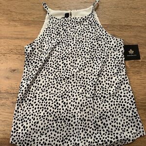 Fortune + Ivy White and Black Printed Halter Tank